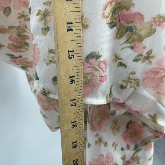 LPA white pink Floral Maxi long Dress Sz S spaghetti strap draped neckline - Picture 12 of 14